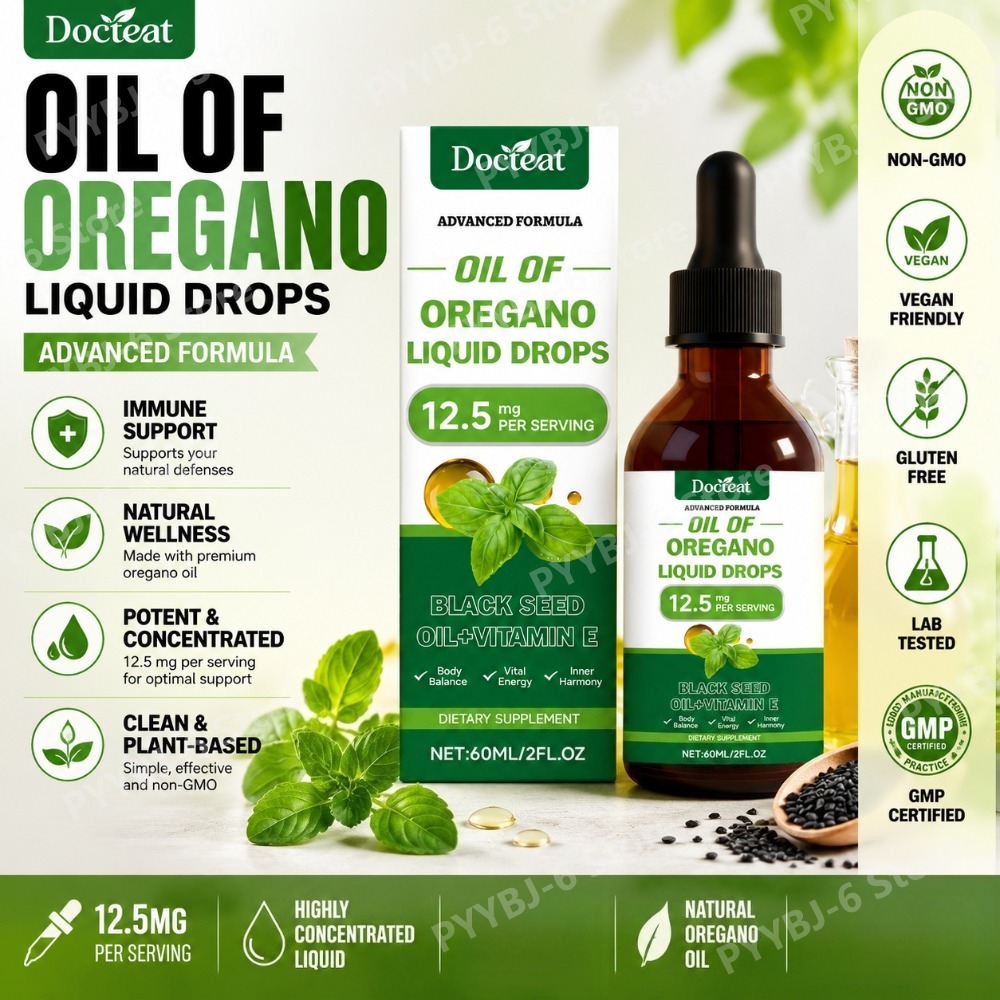 Herbal Wellness Liquid - Oregano Oil Liquid Drops 60ml Black
