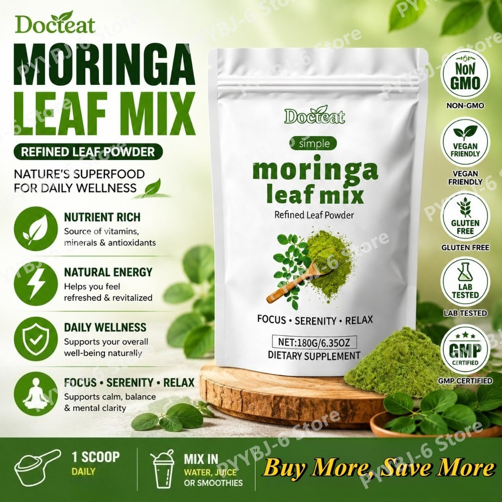Moringa Leaf Powder - Docteat Moringa Leaf Powder, Refined, 180