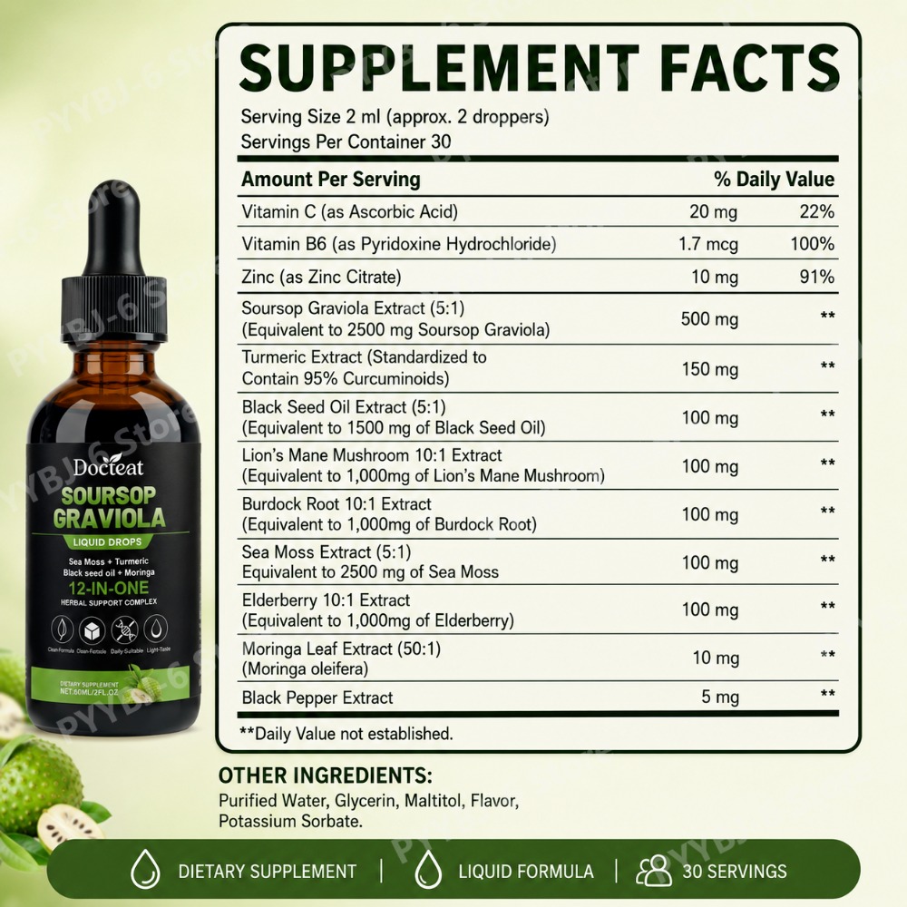 Soursop Graviola Liquid Drops  - Herbal Wellness Liquid avis et prix