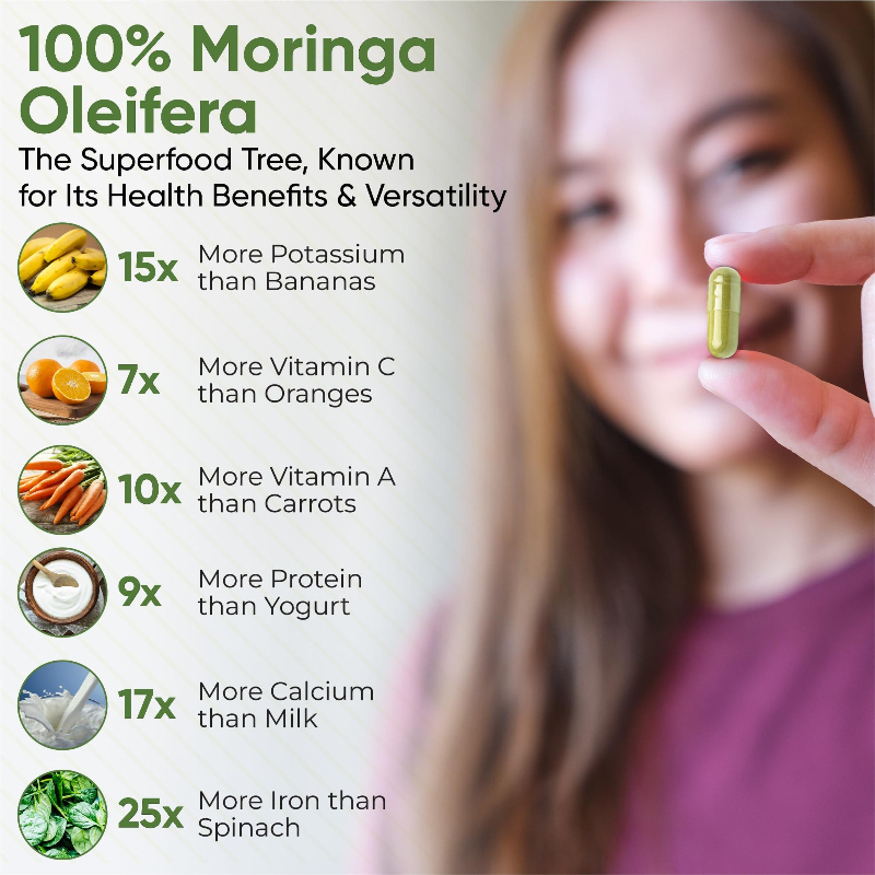 Natural Moringa Capsules -100% - Moringa Leaf Powder avis et prix
