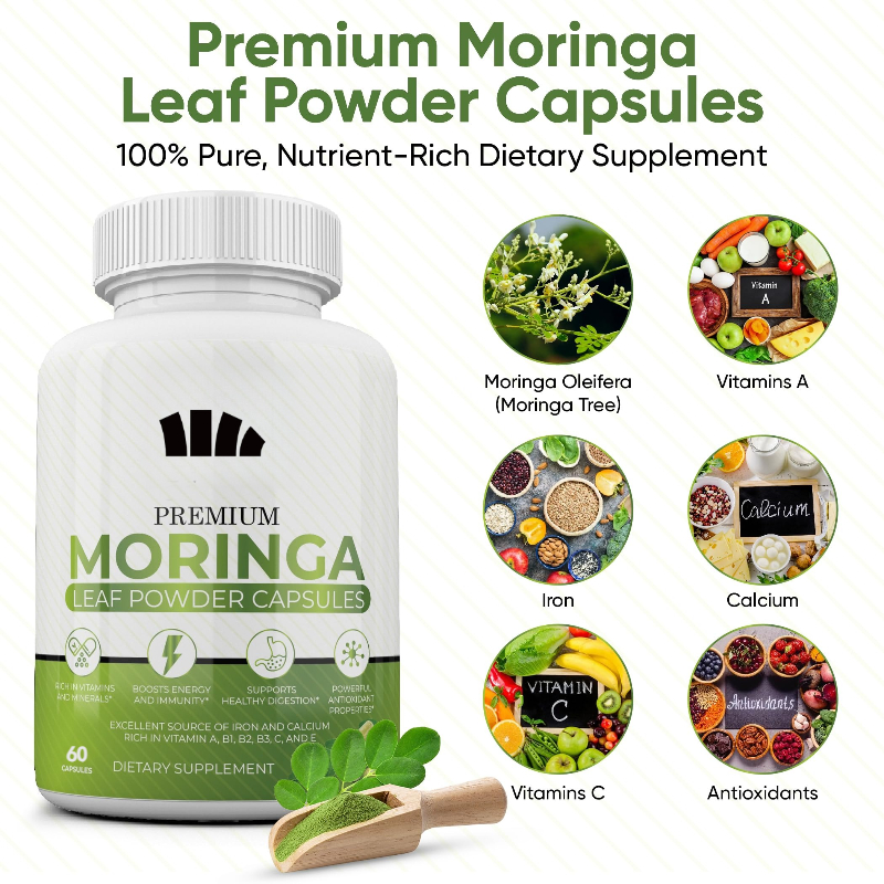 Natural Moringa Capsules -100% - Moringa Leaf Powder avis et prix