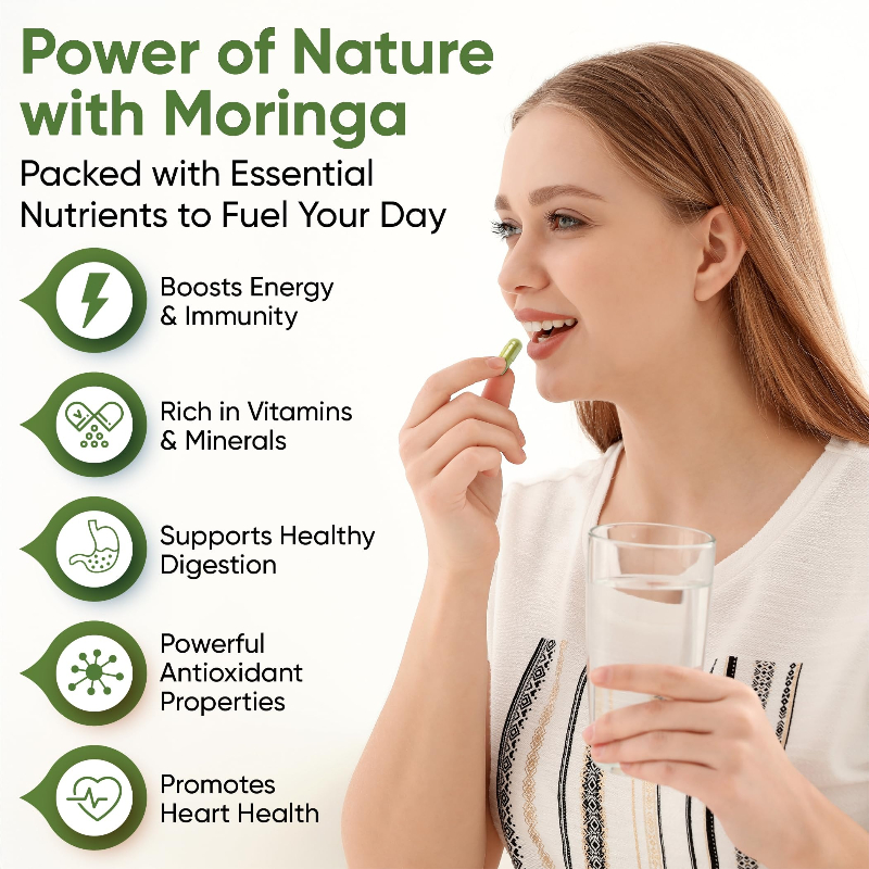 Natural Moringa Capsules -100% - Moringa Leaf Powder avis et prix